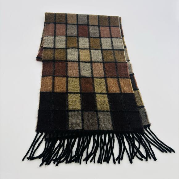 Cashmyarn by Berkshire Wide Scarf Made In Itally Plaid Multicolor Winter Cozy - Picture 3 of 4